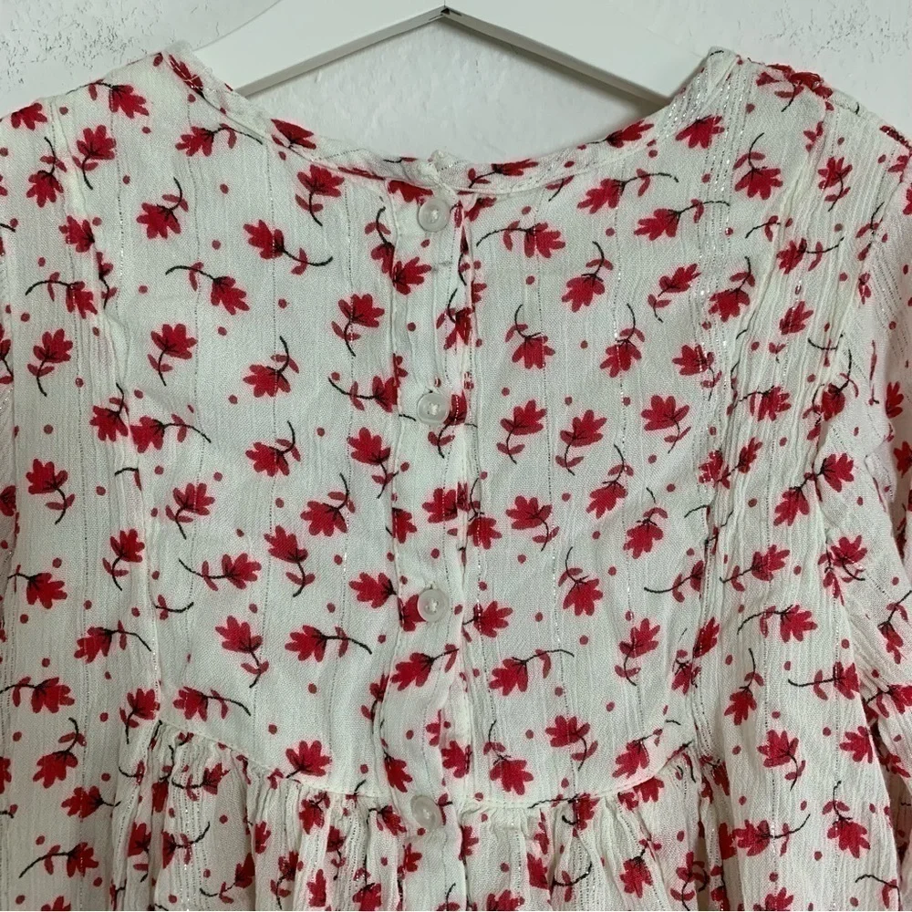 Peek Dress Girl’s Size 8 Leaves Metallic Threads boho Long Sleeve